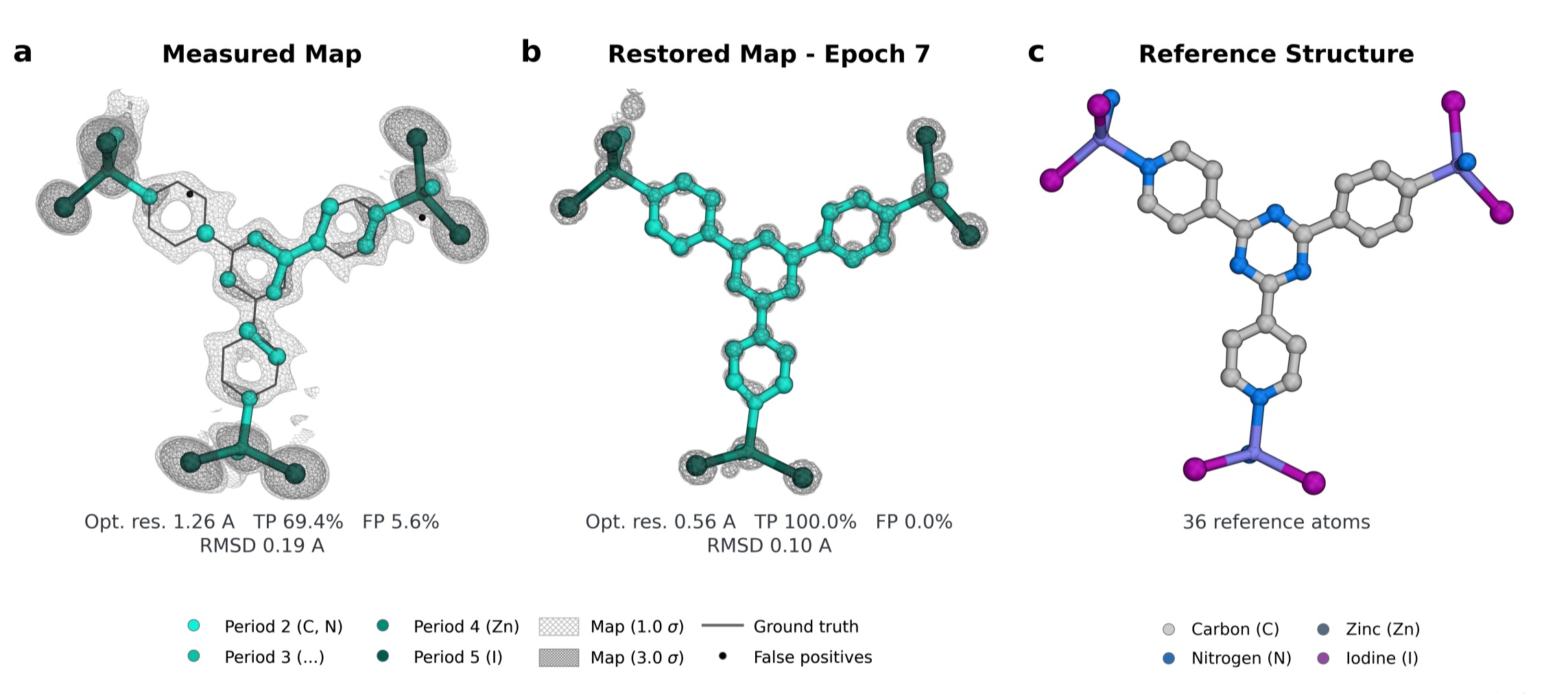 Organic linker in a Fujita-type metal-organic framework before and after SharpED reconstruction